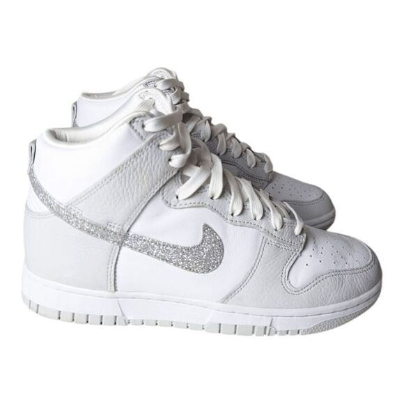 NIKE Dunk High "Silver Glitter Swoosh" Sneakers Size 7 - Picture 3 of 9